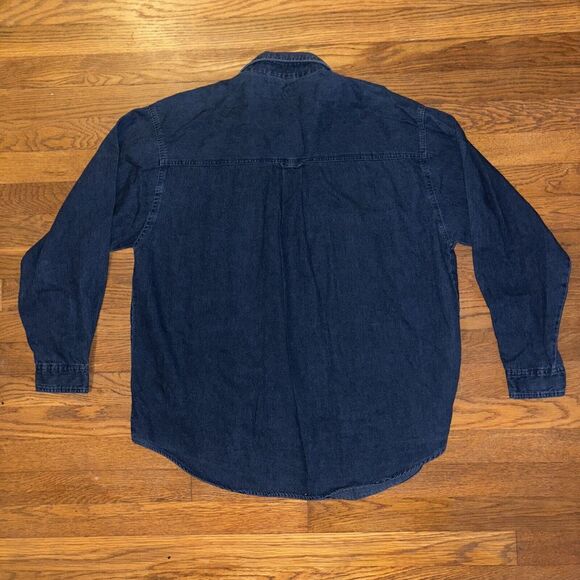 VTG 80s Paris Sport Club Button Up Dark Wash Denim Western Preppy Women Large - Picture 3 of 6